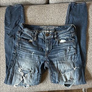 American Eagle Outfitters Ripped Skinny Jeans in Blue